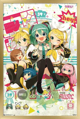Vista 9 de Hatsune Miku - Póster de pared Hey de 22.4 pulgadas de largo x 14.7 pulgadas de ancho, versión enmarcada de madera de granero