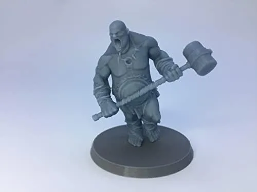 Vista 3 de Ogre Warrior RPG - Calabozos y dragones - DND - Pathfinder - Diorama - Figurita miniatura (gris/sin pintar) (Axe)