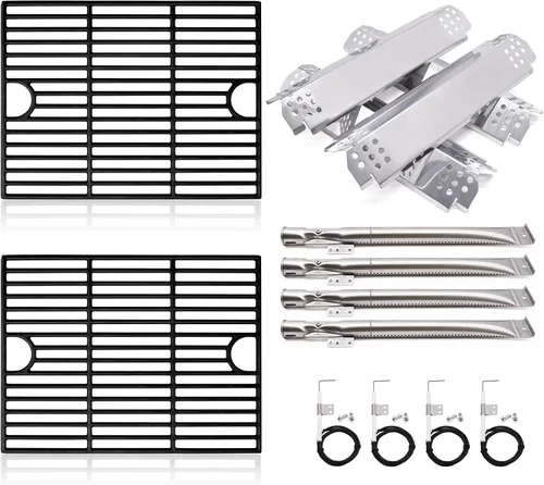 Vista 8 de Piezas de repuesto para modelos de parrilla Nexgrill 720-0864 720-0864M, 2 placas de protección térmica para domadores de llama y 2 quemadores