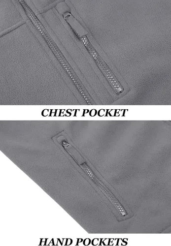 Vista 6 de KEFITEVD Chamarras tácticas de forro polar para hombre, con cremallera completa, casual, para invierno, abrigada, con múltiples bolsillos
