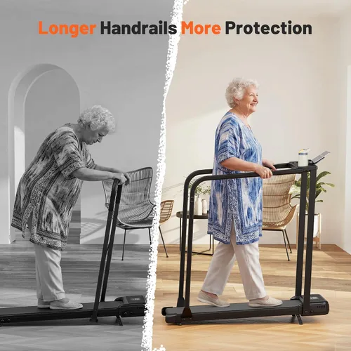 Vista 3 de Walking Pad Treadmill for Seniors with Handrails - Treadmills with Incline for Seniors at Home, Recovery Walking Machine with Remote Control, LED
