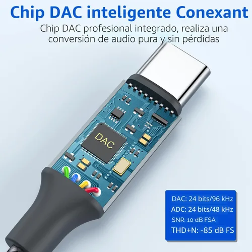 Vista 3 de OneKer │ Adaptador USB de tipo C a conector de auriculares de 3,5 mm, (paquete de 2 unidades) cable USB C a auxiliar hembra compatible con iPhone