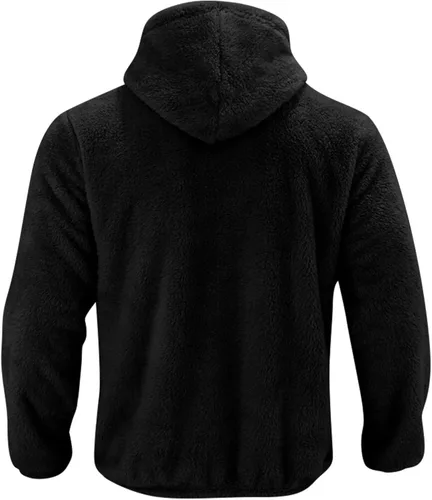 Vista 3 de Mens Zipper Hoodies Cotton Print Button Thick Hooded Winter Novelty Sweatshirt Loose Gym Pullover