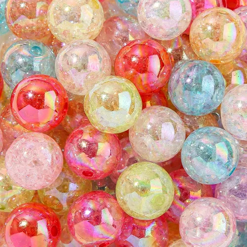 Vista 18 de cuentas de acrílico de 16 mm en color dorado y plateado de 100 unidades, cuentas de chicle para bolígrafo, para hacer pulseras, diademas, collares