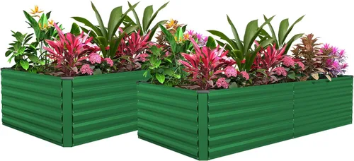 Vista 18 de Cama de jardín elevada con enrejado de arco para plantas trepadoras, cama de jardín elevada galvanizada, jardineras al aire libre para verduras