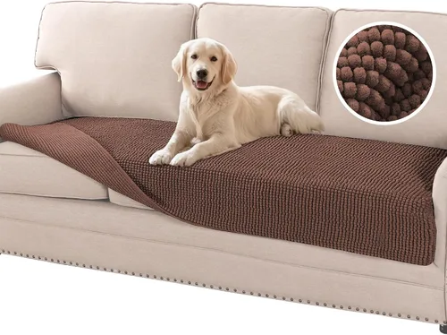 Vista 11 de Flamingo P Funda de cama de felpilla para perro, funda gruesa para sofá biplaza para perros, lavable, protector antideslizante para sofá de 2