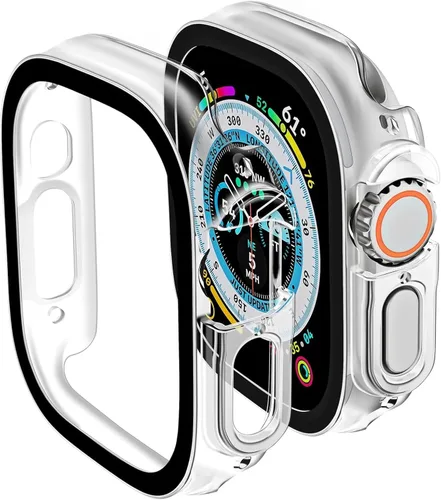 Vista 43 de Smiling Paquete de 2 fundas compatibles con Apple Watch Serie 3/Serie 2 de 1.49 pulgadas, protector de pantalla vidrio templado, carcasa rígida