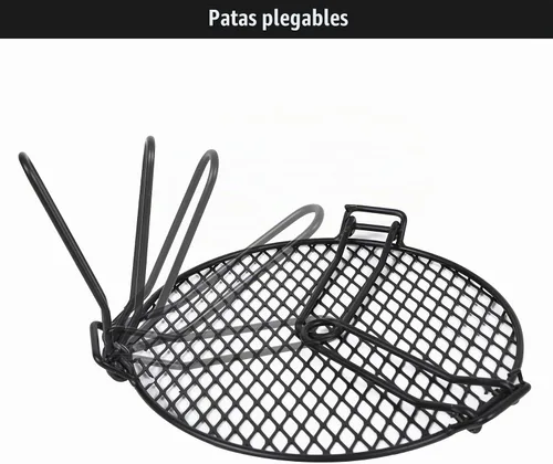 Vista 5 de REDCAMP Parrilla de fogata plegable para estufa sola, trípode de hoguera de hierro portátil con parrilla de acero para fogata, horno holandés