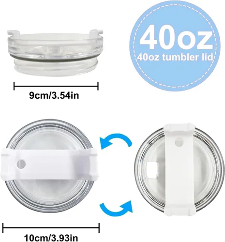 Vista 2 de Paquete de 2 tapas para vaso de 40 onzas compatibles con Stanley Quencher, cubiertas de vaso de acero inoxidable a prueba de derrames y resistentes