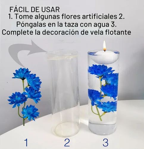 Vista 5 de 12 piezas de flores artificiales azules para centros de mesa flotantes, relleno de jarrón de flores artificiales para centros de mesa de boda