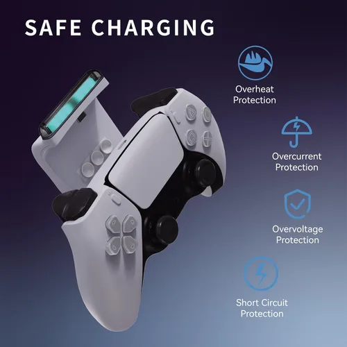 Vista 4 de Paquete de batería recargable para PS5 Controller PS5, estación de carga del controlador PS5, cargador de controlador PS5 para controlador