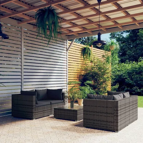 Vista 10 de Ensemble de Salon de Jardin 5 Pièces Brun Cannelle Rouge, Meuble d'Extérieur Modulable Pour Terrasse Balcon, Résistant aux UV et à l'Eau avec