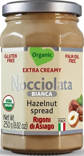 Vista 5 de Rigoni di Asiago Nocciolata Bianca - Crema orgánica de avellanas, 8.82 onzas, sin cacao