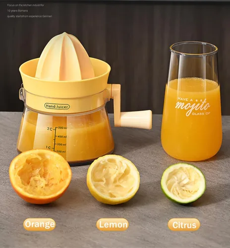 Vista 5 de Exprimidor manual de cítricos con manivela giratoria, prensa manual de gran capacidad de 16.9 fl oz para toronja limón, naranja, lima, extracción