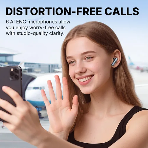 Vista 4 de EarFun Air Pro 4i - Auriculares inalámbricos con cancelación de ruido, alta Negro