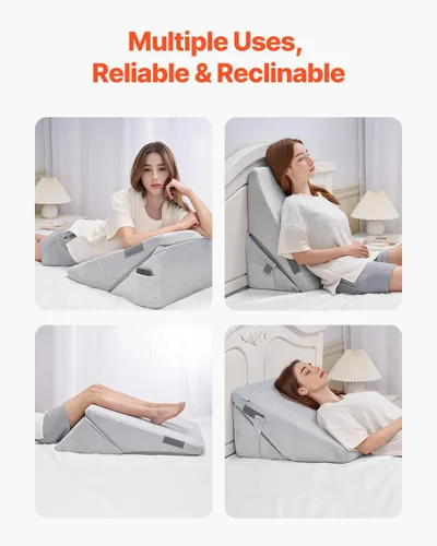 Vista 4 de VEVOR Almohada de cuña de cama para dormir, cuña ortopédica ajustable, relleno de espuma de alta densidad 25D y funda suave lavable, almohada