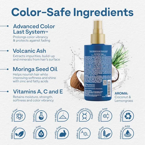 Vista 3 de Colorproof Spray pre-tox para el cabello, 6.7 onzas líquidas, spray de prechampú de aclaración rápida con protección del color, aroma a coco