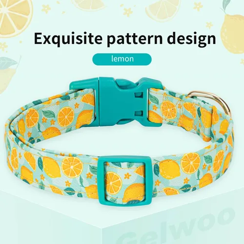 Vista 2 de Lindo collar para perro, ajustable y ligero para hembras, hembras, hembras, hembras, collar de verano suave y elegante con diseño especial de limón
