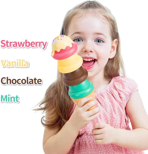 Vista 6 de Juego de juguetes de helado para niños, 41 piezas de carrito de helados para niños, camión de tienda de helados, cumpleaños, Navidad, Pascua