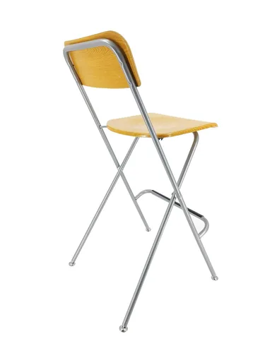 Vista 4 de FixtureDisplays® Silla alta plegable Taburete de bar Silla plegable de metal de madera de dos paquetes 11036
