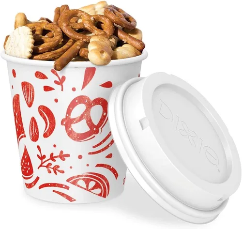 Vista 2 de Dixie To Go Snack Cups con tapas, tamaño de viaje de 10 onzas, 24 vasos de papel desechables