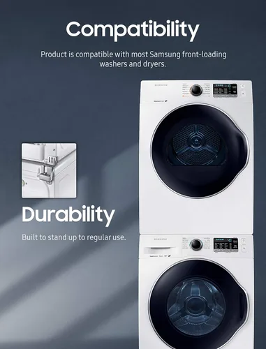 Vista 3 de SAMSUNG SK-DH - Kit de apilamiento para lavadora y secadora de carga frontal de 24 pulgadas de ancho, solución de ahorro de espacio pequeño