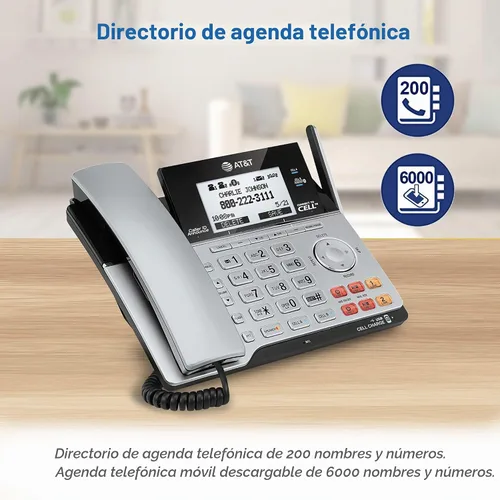 Vista 10 de Teléfono AT&T DECT 6.0 con identificador de llamadas y llamada en espera, Plateado/Negro
