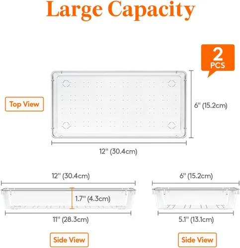 Vista 2 de Lifewit Organizador de cajones de cubiertos, bandeja transparente de utensilios de 5.75 x 11.65 pulgadas para cajón de cocina, organizador