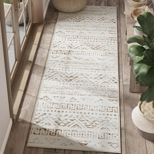 Vista 44 de jinchan - Tapete de pasillo marroquí de 2 x 6 pies con líneas, bohemio, lavable, para cocina, suave, geométrico, de lana sintética, antideslizante