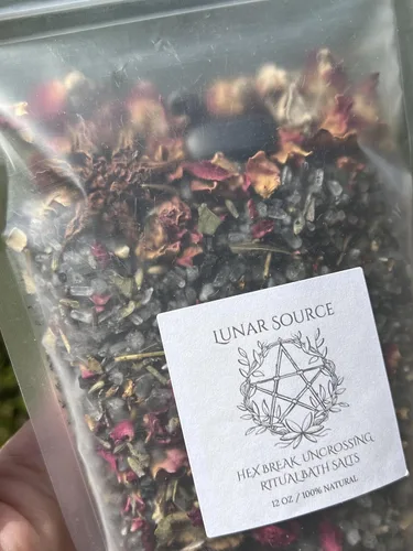 Vista 4 de Removedor de hexágonos, ritual sin cruzar, 12 onzas, sal de baño Muro de protección espiritual ardiente de corte de cordón de brujería desterrando