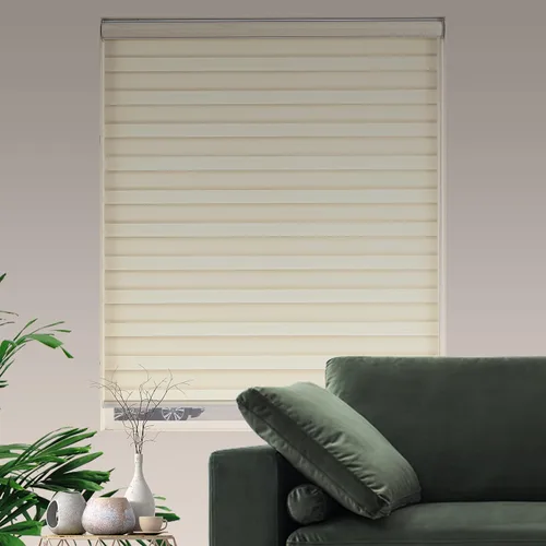 Vista 2 de Persianas Cebra para Ventanas, Persianas Cebra de Parada Libre, Persianas Transparentes de Doble Capa con Filtrado de Luz para Ventanas Interiores