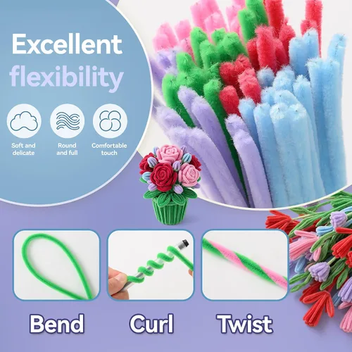 Vista 3 de 800 limpiadores de tuberías a granel, kit de flores para limpieza de Rosa