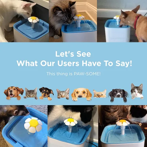 Vista 4 de Ciays - Fuente de agua para gatos, fuente de agua automática para mascotas, dispensador de agua para perros de 84 onzas/2.5 L con 3 filtros