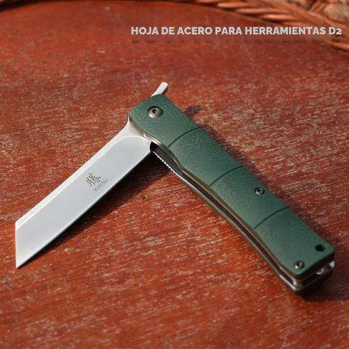 Vista 6 de KATSU, cuchilla de acero D2 hecha a mano, mango G10, estilo japonés, navaja de bolsillo plegable con clip