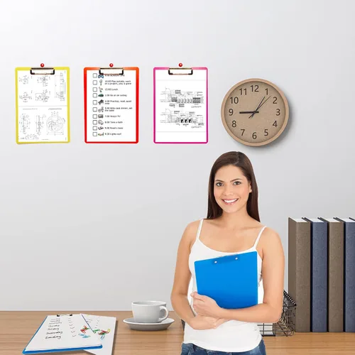 Vista 7 de smilixin Paquete de 6 portapapeles de plástico, portapapeles de oficina, tamaño estándar A4, coloridos tableros transparentes con clip de perfil