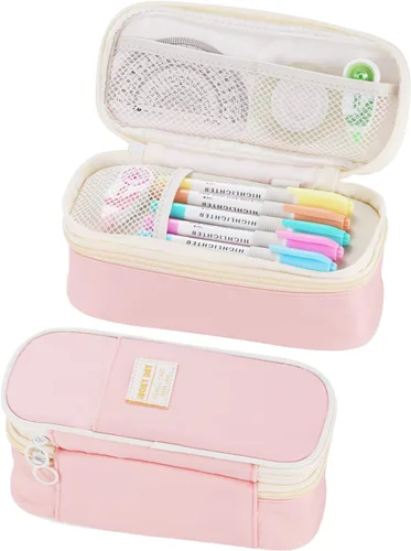 Vista 12 de Dugio Estuche grande para niños, organizador para lápices, con cremallera, para la escuela, adolescentes, niños, estético, grande, color negro