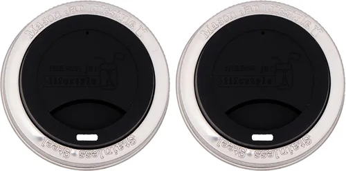 Vista 13 de Tapa de silicona para beber con banda de acero inoxidable para tarros Mason (Americana multicolor, boca regular)