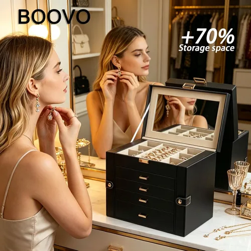 Vista 6 de BOOVO Joyero grande para mujer, organizador de joyas grande