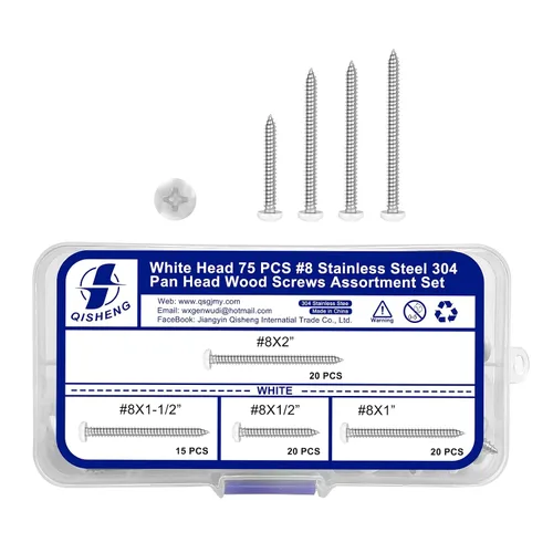 Vista 9 de QISHENG White Head 100 PCS #4x1/4(0.25 pulgadas) Tornillos para Madera de Cabeza Redonda Phillips de Acero Inoxidable, Tornillo de Acero Inoxidable
