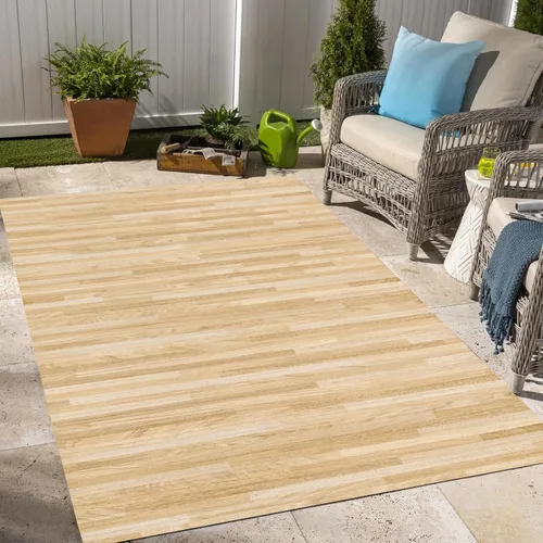 Vista 13 de Alfombra rústica con estampado de grano de madera marrón para interiores y exteriores, para balcón, porche, patio, terraza, patio, impermeable