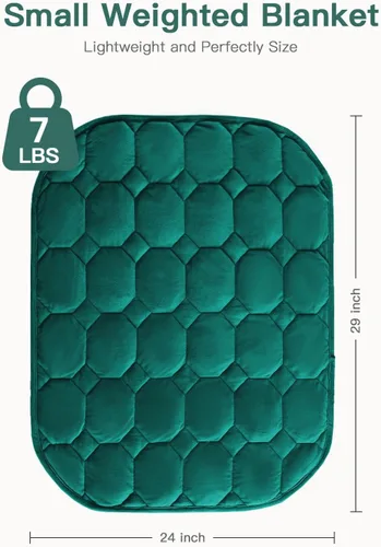 Vista 5 de Lofus Manta con peso de 7 libras para adultos, transpirable y calmante manta con peso pequeña para viajes, relajación y siestas, lavable a máquina