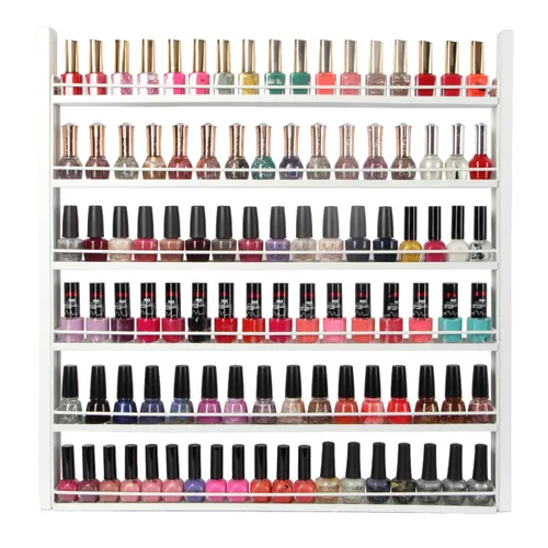 Vista 2 de J JACKCUBE DESIGN MK528C - Organizador de esmalte de uñas de madera blanca con estantes de 6 niveles, 100 botellas de montaje en pared, soporte
