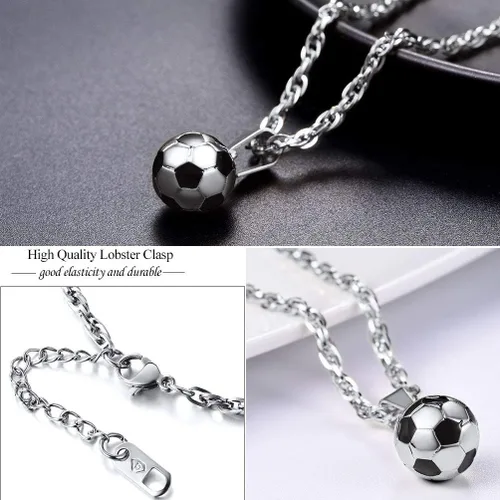 Vista 5 de PROSTEEL Collar con dije de fútbol 3D de acero inoxidable para fútbol baloncesto unisex joyería para niños niñas mujeres regalo para fanáticos