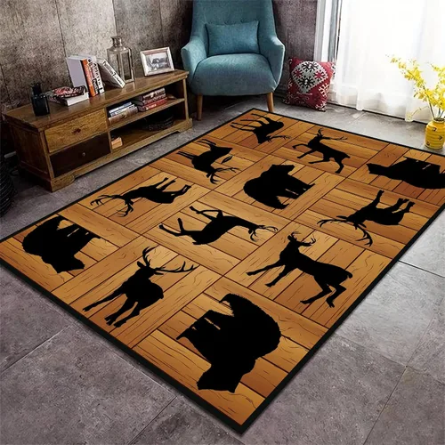 Vista 20 de Alfombra rústica de estilo occidental para sala de estar, antideslizante y lavable, para dormitorio, sala de estar, cocina, 3 x 4 pies