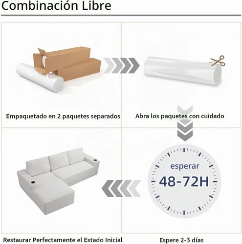 Vista 5 de Sofás seccionales sin hueso en forma de L de 104 pulgadas para sala de estar, cómodo sofá de pana con diván y portavasos, reposabrazos ancho