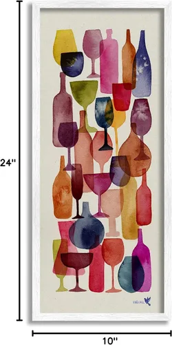 Vista 9 de Stupell Industries Copas de vino en capas Pintura enmarcada Giclée Art, diseño de Maria Over