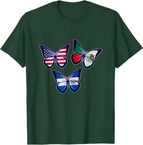 Vista 65 de Multiculti Heritage. Camiseta El Salvador México y Estados Unidos