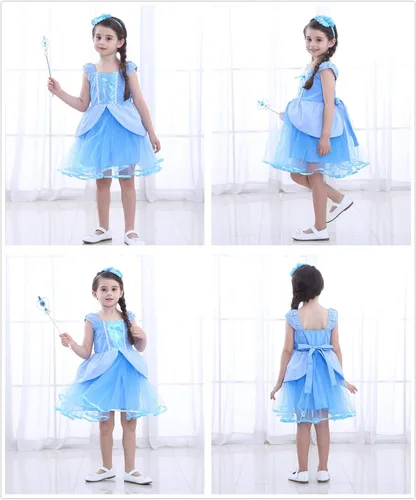 Vista 6 de Party Chili Princess Fairy Costume Toddler Girls Birthday Dress Up With Tiara