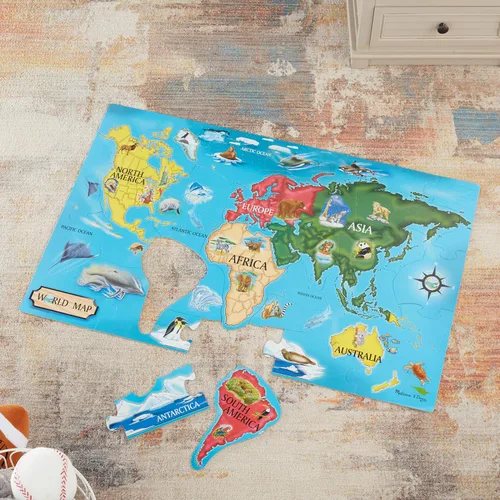 Vista 9 de Rompecabezas de mapa del mundo, 33 piezas, 2 X 3 pies de Melissa & Doug