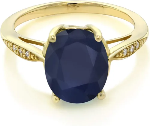 Vista 37 de Gem Stone King Anillo de compromiso de oro amarillo de 14 quilates de 2-3 quilates con piedra preciosa ovalada de 0.394 x 0.315 in y diamantes